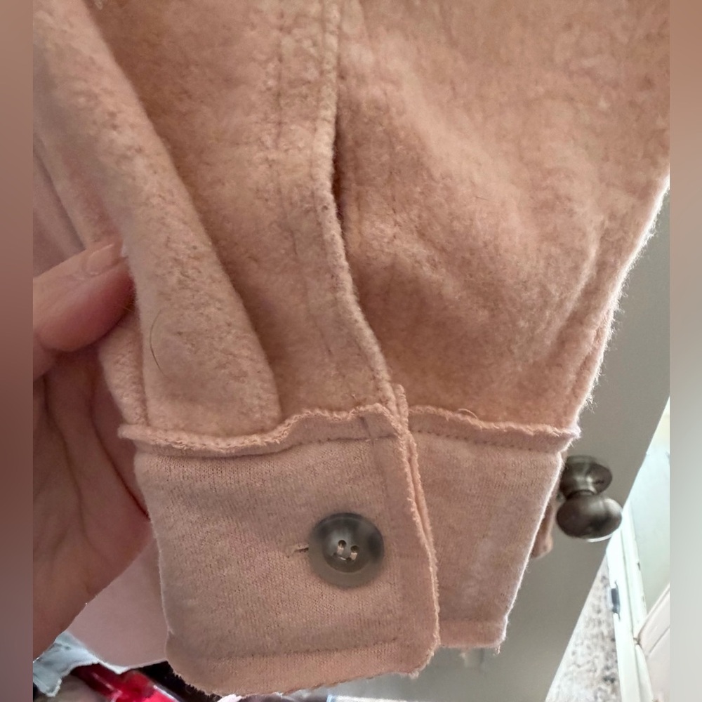 Oli & Hali Long Button-Front Shacket in Dusty Rose - Picture 4 of 6